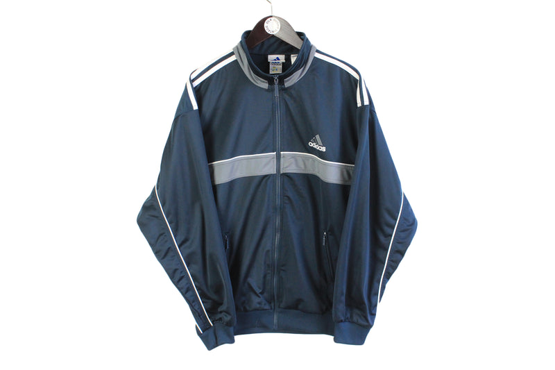 Vintage Adidas Track Jacket 90's sport athletic wear gray full zip authentic style 80's full zip jacket