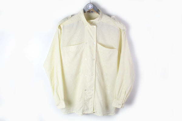 Vintage Escada by Margaretha Ley Blouse Women's Large yellow button shirt 80s 