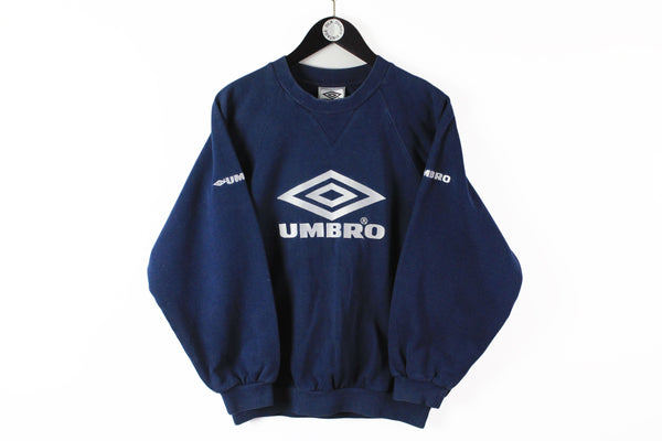 Vintage Umbro Sweatshirt Small / Medium big logo navy blue 90s jumper cotton sport UK style