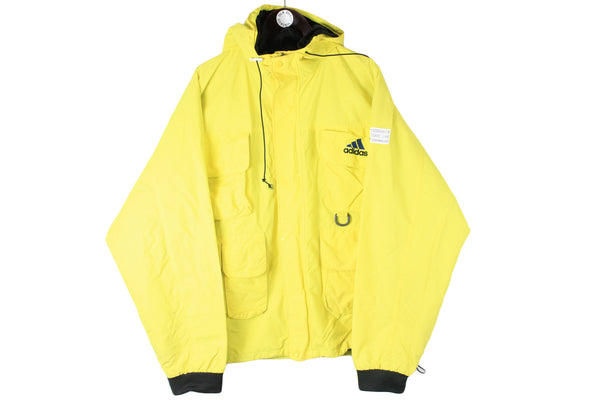 Vintage Adidas Jacket small logo 90s yellow retro sport hooded windbreaker