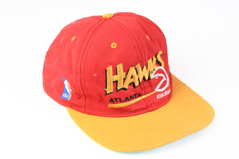 Vintage Atlanta Hawks Cap red yellow 90s NBA Basketball USA Hat