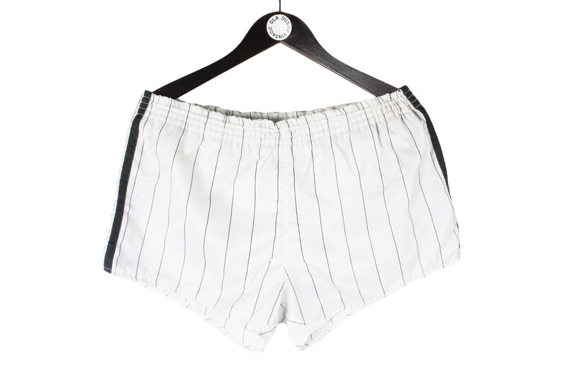 Vintage Adidas Shorts XLarge made in Slovenia Maribor 80s retro wear classic white black striped