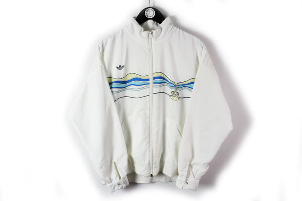 Vintage Adidas Ivan Lendl Track Jacket Medium white classic tennis court windbreaker full zip