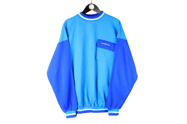 Vintage Goodyear Sweatshirt blue small logo 90s retro tires Formula 1 racing rally crewneck 80s