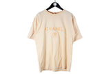 Vintage Chanel Bootleg Big Embroidery Logo T-Shirt Large pink 90s light wear cotton summer vibe