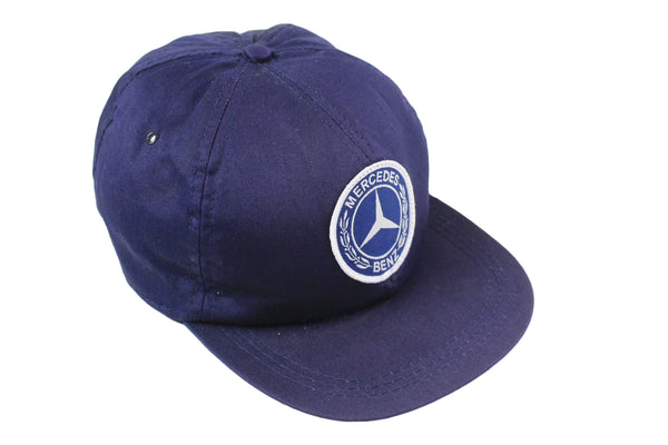 Vintage Mercedes-Benz Cap blue big logo car moto race racing style 80's 90's classic basic summer headwear street style outfit