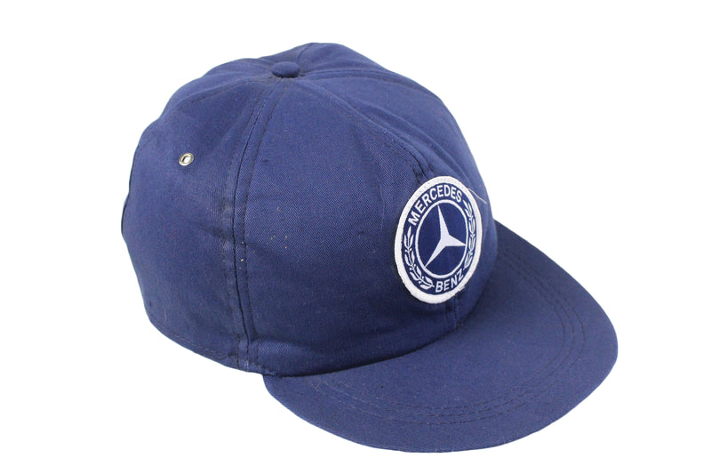 Vintage Mercedes-Benz Cap blue big logo car moto race racing style 80's 90's classic basic summer headwear street style outfit