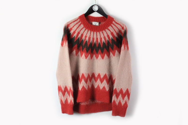 ERDEM x H&M Sweater Women's Oversize Small red Iceland pattern red soft alpaca pullover Mohair