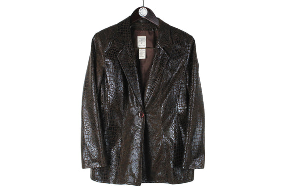 Vintage Allumette AC Blazer Women's XL python pattern 90s retro style jacket luxury style made in France