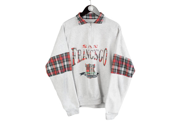 Vintage San Francisco Sweatshirt medium size gray basic pullover  collared big logo long sleeve athletic 90's wear authentic levis usa brand retro shirt rare clothing 