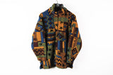 Vintage Fleece Half Zip Small multicolor abstract pattern sherpa winter warm cozy sweater