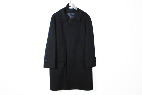 Vintage Burberrys Coat Medium navy blue wool 90's luxury classic style jacket