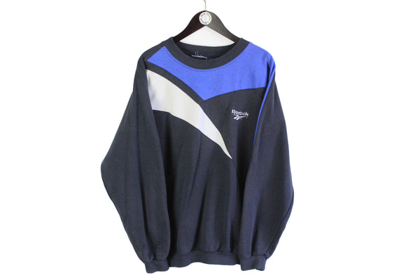 Vintage Reebok Sweatshirt blue big logo 90's style athletic wear crewneck pullover athletic authentic rare retro clothing sport style