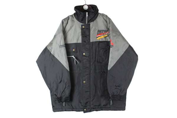 Vintage Mitsubishi Jacket black gray Sport racing 90s race wear Rally windbreaker winter jacket