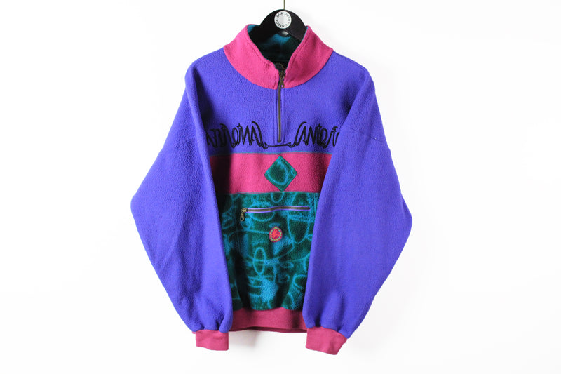 Vintage Fleece 1/4 Zip Large purple multicolor 90s sport style windbreaker sweater