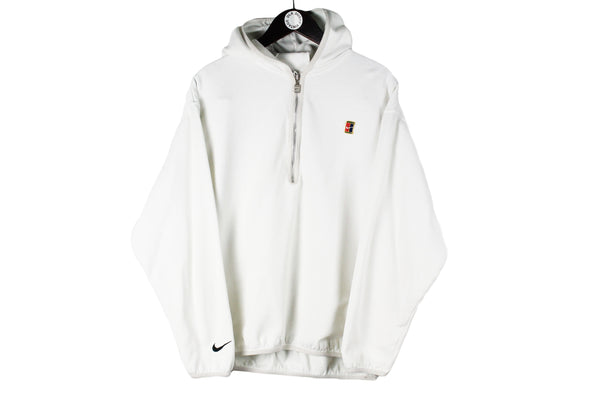 Vintage Nike Hoodie Half Zip Medium Tennis court oversize 90s sport cotton jumper retro USA style
