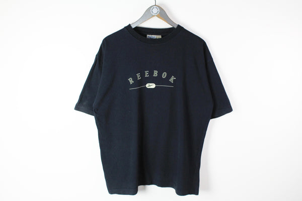 Vintage Reebok T-Shirt Large big logo navy blue 90s sport tee