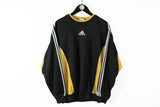 Vintage Adidas Sweatshirt Medium / Large black yellow 90s sport style jumper