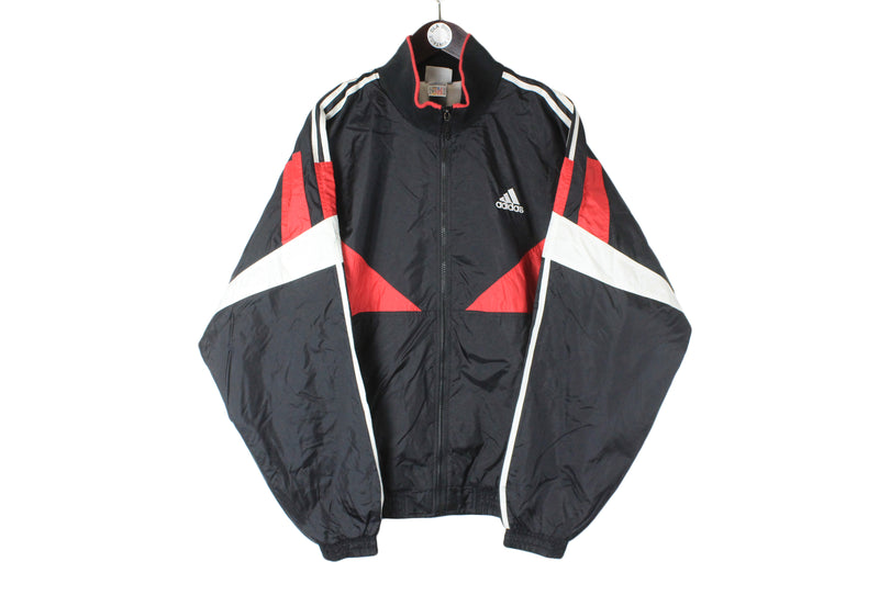 Vintage Adidas Track Jacket black small logo 90s retro full zip sport windbreaker