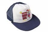 Vintage Super Mario 1989 Trucker Cap Nintendo white blue big logo 90s 80s retro hat