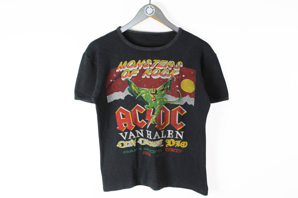 Vintage Monsters of Rock 1984 Fest T-Shirt Small black ACDC Van Halen retro style tee 80s merch shirt