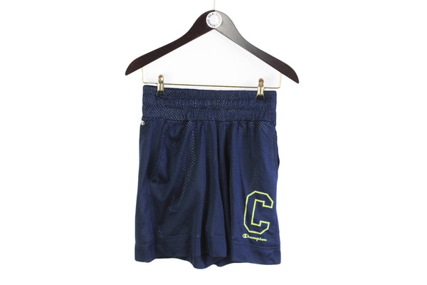 Vintage Champion Shorts sport wear blue 90's retro big logo wear rare sport authentic athletic style usa
