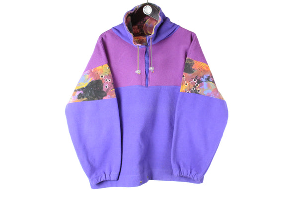 Vintage Fleece 1/4 Zip purple 90s retro ski style sweater jumper classic outdoor cozy pullover