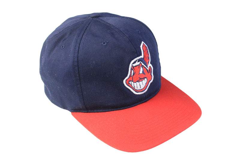 Vintage Indians Cleveland Cap blue big logo MLB baseball 90s hat