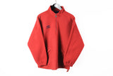 Vintage Umbro Fleece Half Zip Small red winter 90s UK style ski sweater