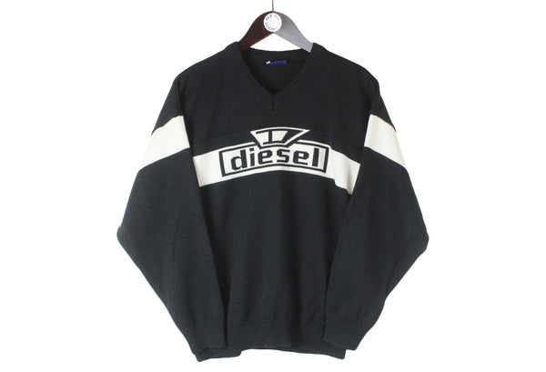 Vintage Diesel Sweater big logo v-neck pullover retro 90s bootleg jumper