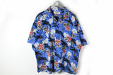 Vintage Hawaii Shirt XXLarge blue palm 90s aloha style half sleeve xxl shirt