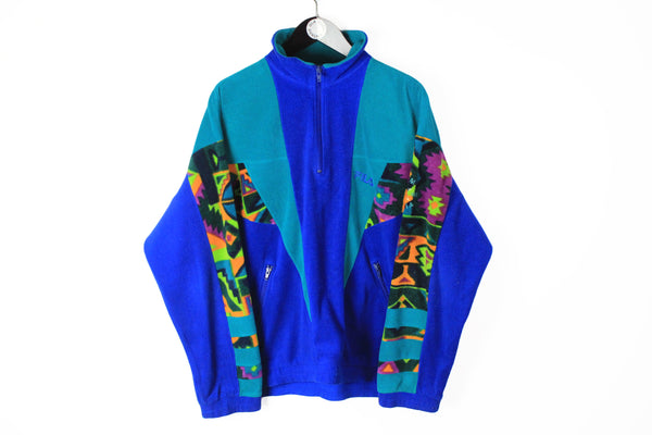 Vintage Fila Fleece 1/4 Zip Large blue multicolor 90's retro style authentic Italy brand sweater