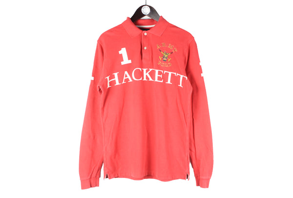 Hackett Rugby Shirt red big logo authentic Army Polo long sleeve t-shirt 