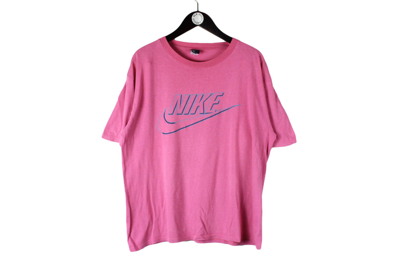 Vintage Nike T-Shirt XLarge pink 90s 80s retro style cotton oversize tee