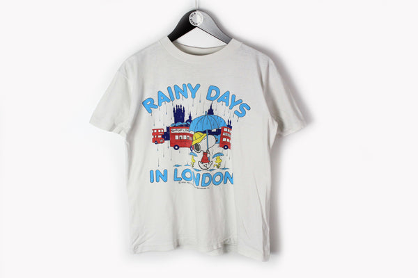 Vintage Droopy "Rainy Days in London" T-Shirt XSmall / Small white Featured Syndicate 80's cotton tee
