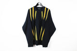 Vintage Carlo Colucci Sweater XXLarge navy blue yellow 90s sweater 