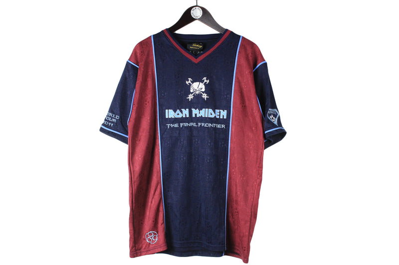 Iron Maiden 2010 T-Shirt XLarge West Ham Football style big logo the final fronter sport jersey world tour 2011