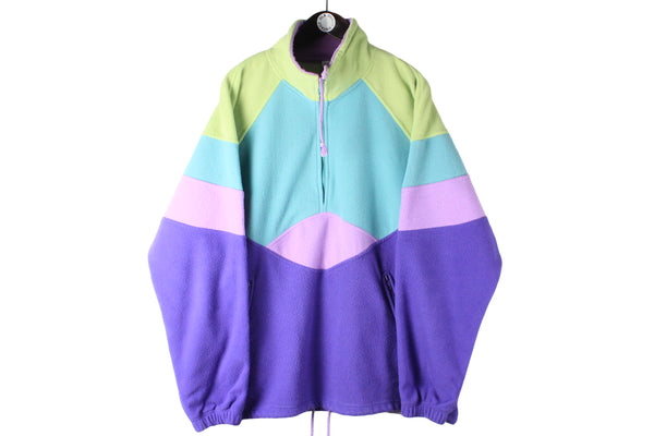 Vintage Fleece Half Zip multicolor 90s retro ski sweater sport 