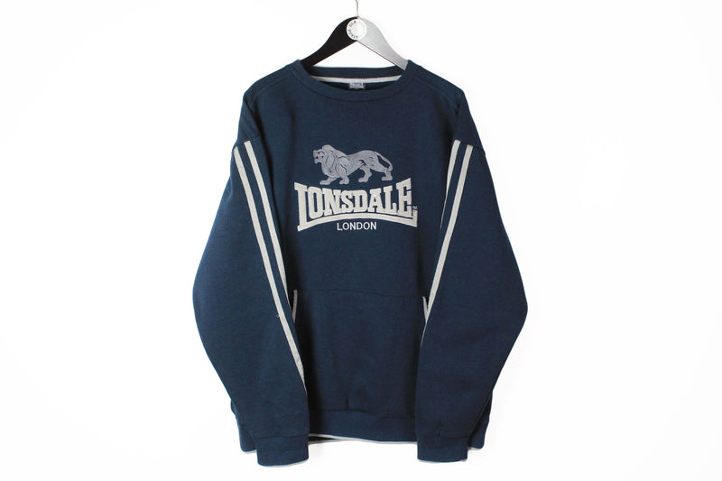 Vintage Lonsdale Sweatshirt XXLarge / 3XLarge navy blue big logo 90's hooligans UK style