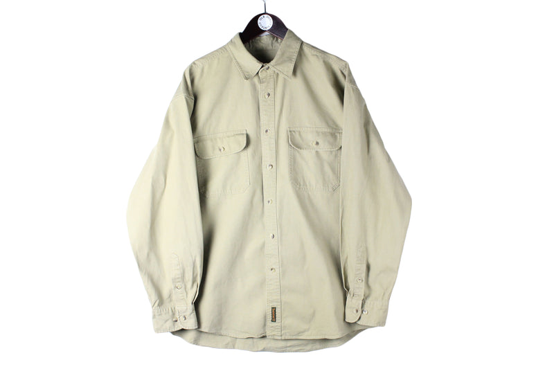 Vintage Timberland Shirt beige 90s retro button oxford sport oversize shirt