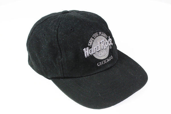Vintage Hard Rock Cafe Chicago Cap black big logo cotton 90s hat
