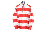 Vintage Paul & Shark Rugby Shirt Stripped collared longsleeve 90's style usa yachting jumper retro wear streetstyle red white