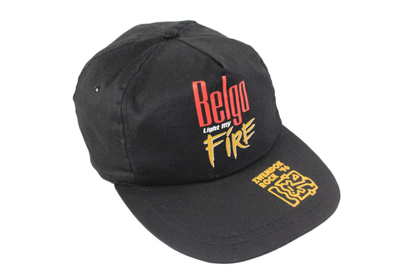 Vintage Belga Light My Fire 1996 Cap rock music retro rare summer headwear baseball cap black big logo street style festival