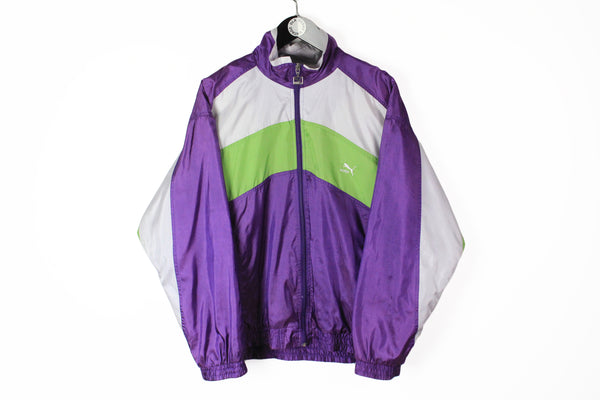 Vintage Puma Track Jacket Medium purple multicolor 90's retro style windbreaker