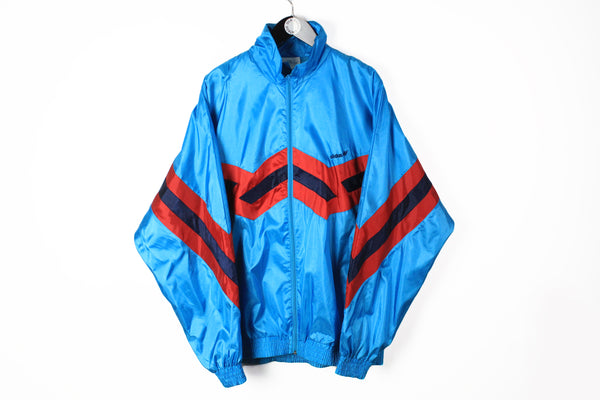 Vintage Adidas Track Jacket XXLarge blue 90's windbreaker full zip blue
