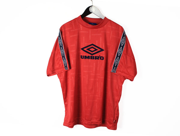 Vintage Umbro T-Shirt XLarge big logo 90's red acid techno style rave party tee