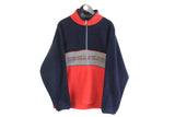 Vinatge Russel Athletic Fleece swetashirt navy blue red half zip big logo warm wear 90's style pullover sport outdoor