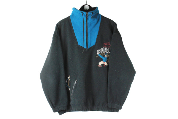 Vintage Rodeo Fleece Half Zip black blue 90s retro sweater ski jumper