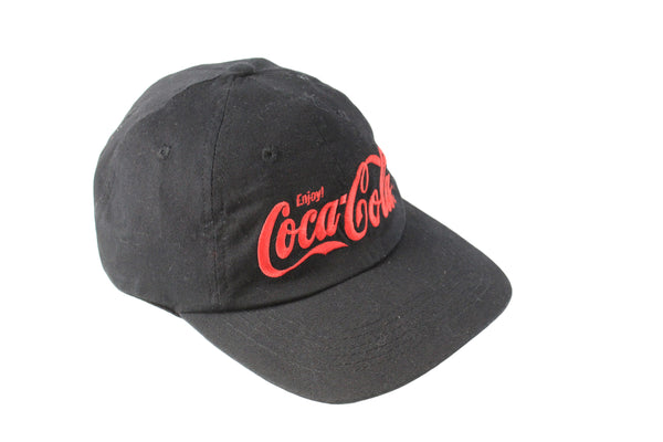 Vintage Coca-Cola Cap black big logo 90's baseball hat retro style USA brand