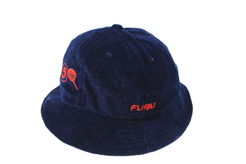 Vintage Fubu Bucket Hat navy blue big logo hip hop style street wear headwear classic rare USA hipster